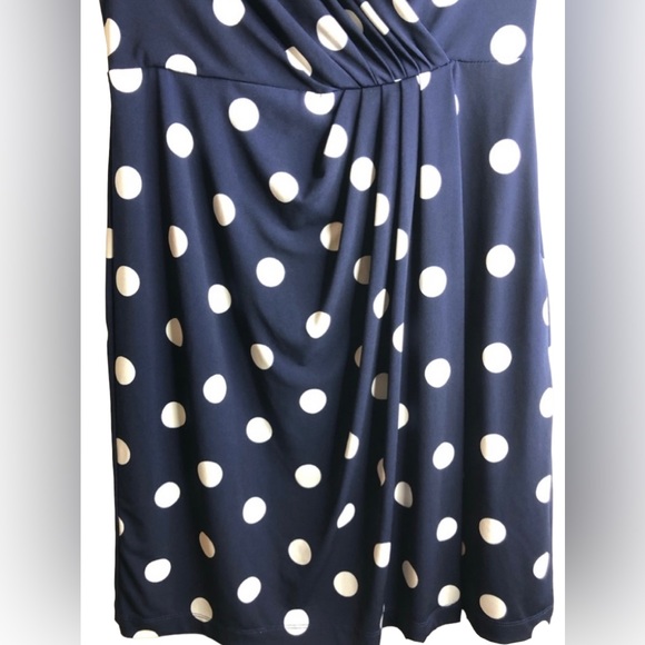 Eliza J Navy Blue Polka Dot Sleeveless Mini Dress Size 4 - Picture 4 of 10